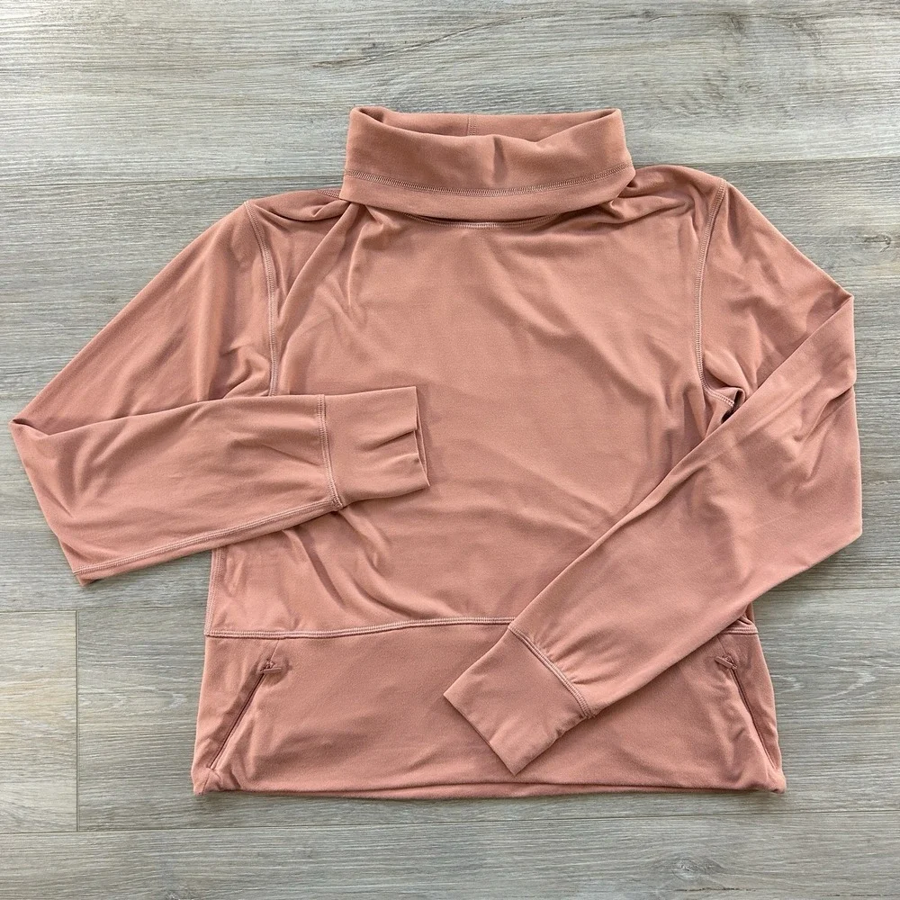 Lululemon Size 4 Coral Ready To Rulu Pullover  With Funnel Neck Thumbhole Pocket